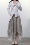 Marc le bihan long -sleeved big collar fried shirt 2611 white